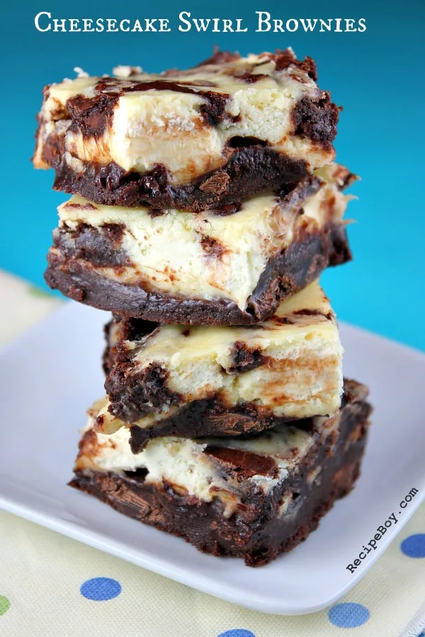 Cheesecake Swirl Brownies by RecipeBoy.com
