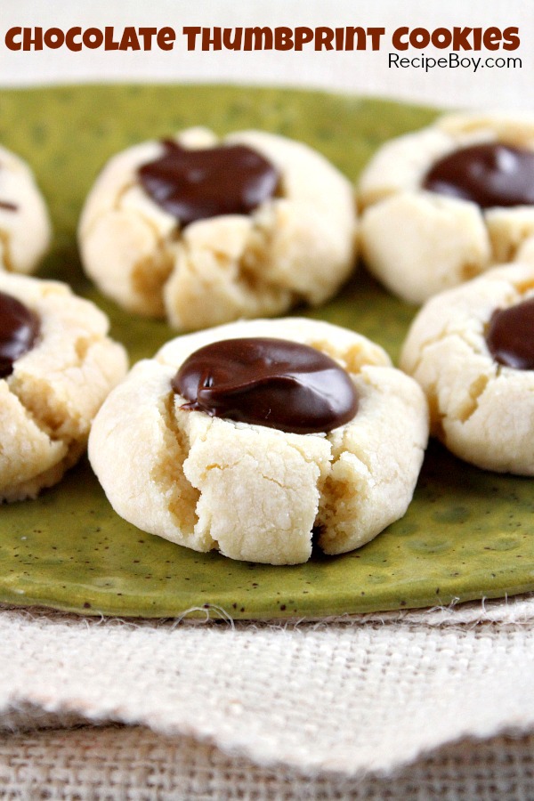 Chocolate Thumbprint Cookies #recipe - RecipeBoy.com