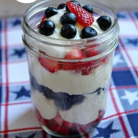Red, White and Blue Berry Cheesecake Mousse