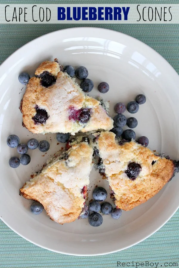 Cape Cod Blueberry Scones on a white plate