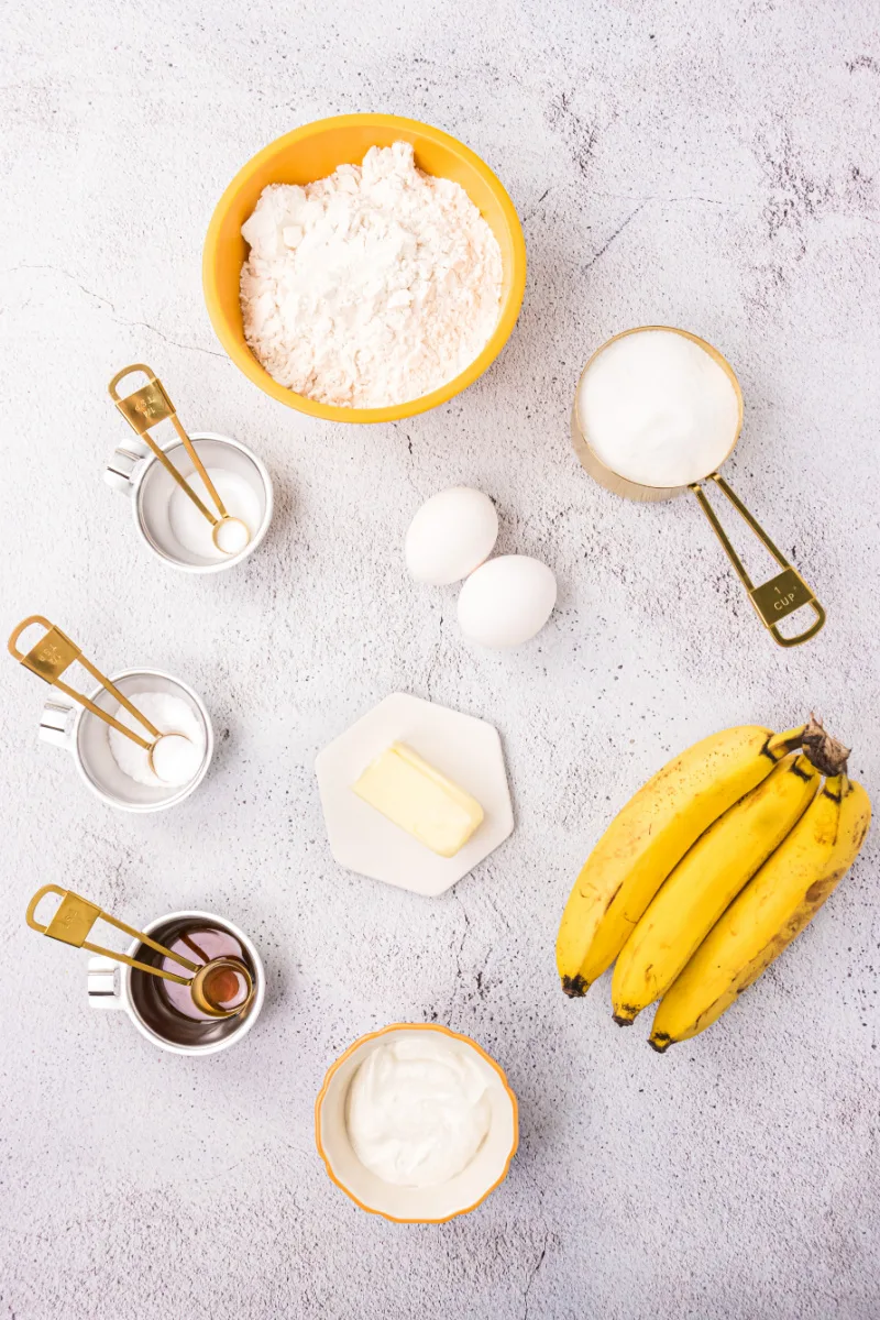 ingredients displayed for making gluten free banana bread