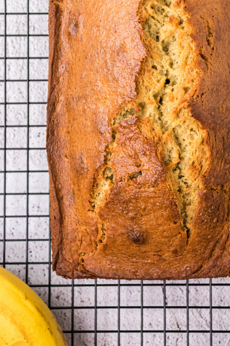 gluten free banana bread on cooling rack