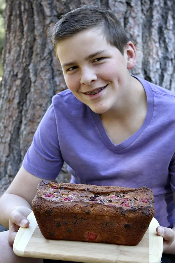 Raspberry Dark Chocolate Banana Bread