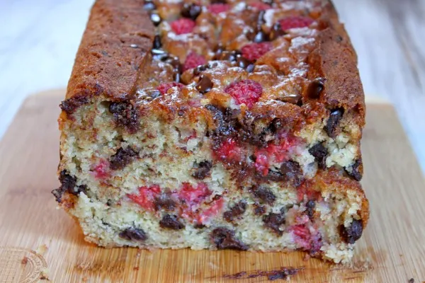 Raspberry- Dark Chocolate Banana Bread