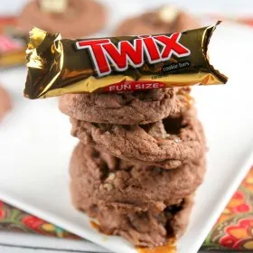 Twix Bar Chocolate Pudding Cookies