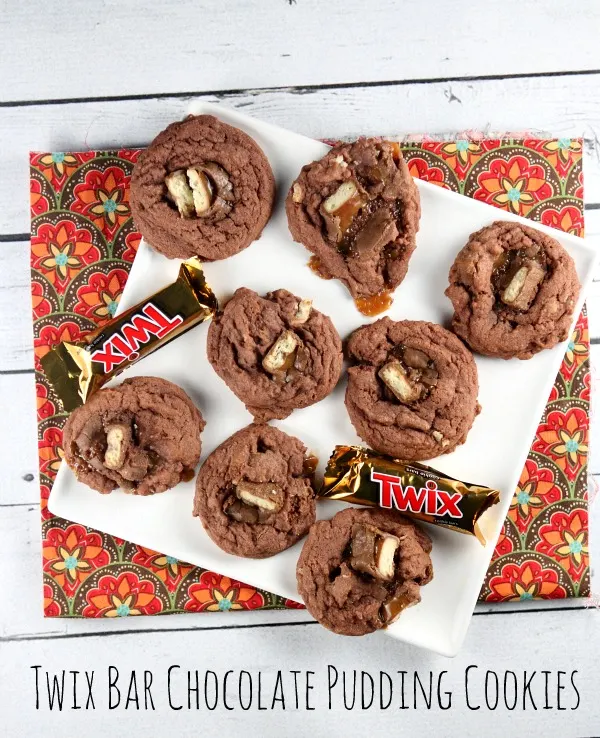 Twix Bar Chocolate Pudding Cookies #recipe