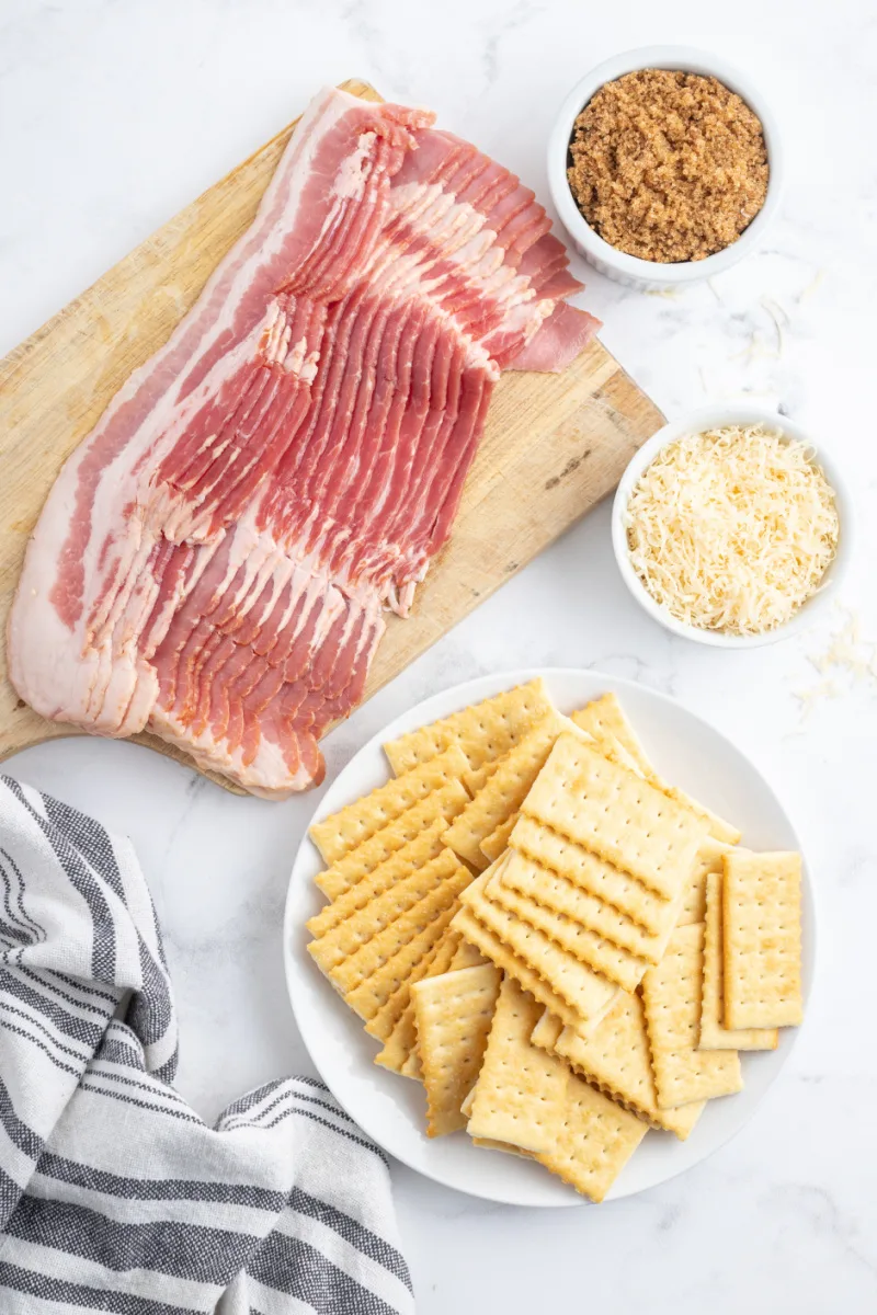 ingredients displayed for making bacon crackers