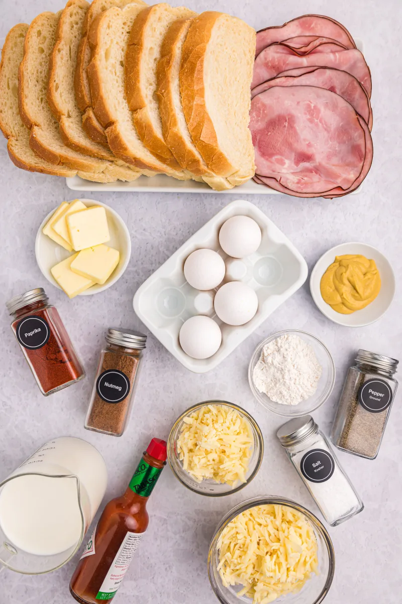 ingredients displayed for making croque madame