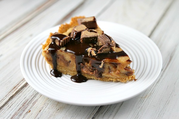 Slice of Peanut Butter Cup Cheesecake Pie 