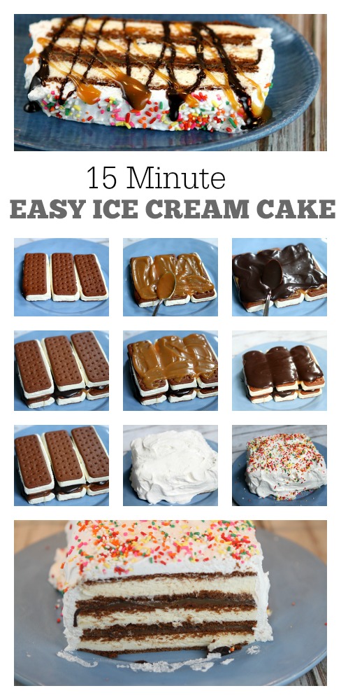 pinterest collage image for easy ice cream sandwich cake