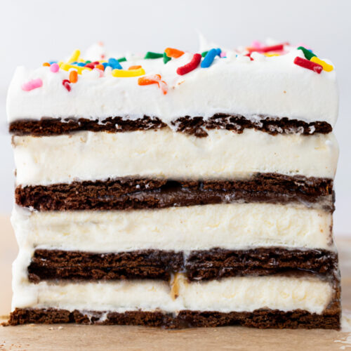 slice of ice cream sandwich cake