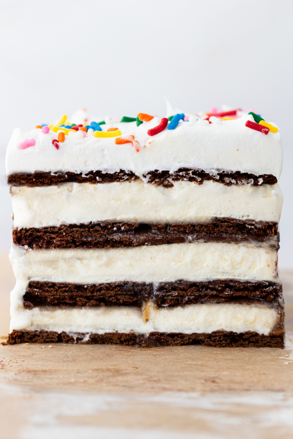 slice of ice cream sandwich cake