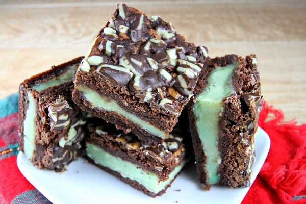 Mint Fudge Stuffed Brownies