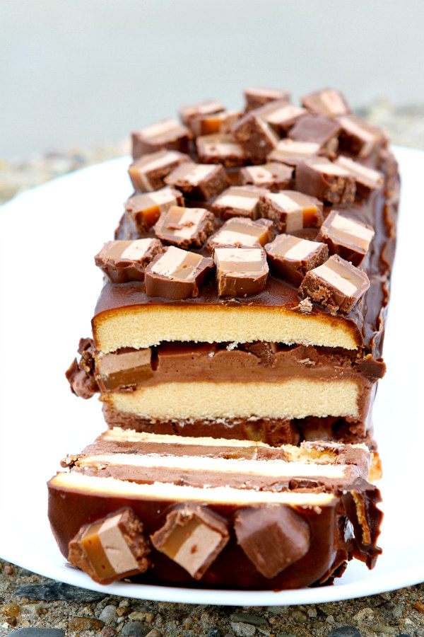 sliced Candy Bar Ice Cream Cake 