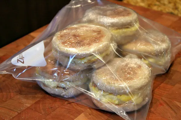 Easy to Make Ahead Freezer Breakfast Sandwiches - a super quick solution for eating a quick breakfast or grab and go on busy mornings! Recipe from RecipeBoy.com