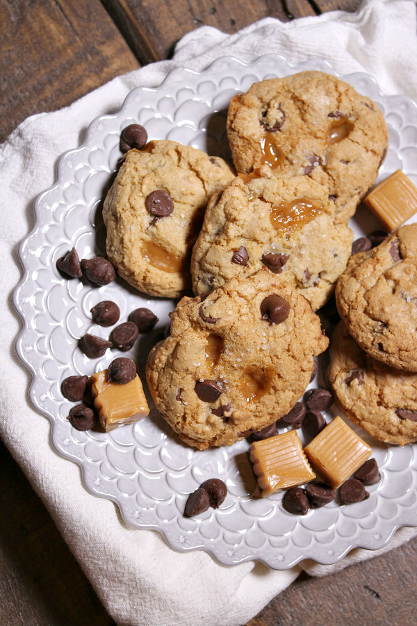 Salted Caramel Chocolate Chip Cookies recipe - from RecipeBoy.com