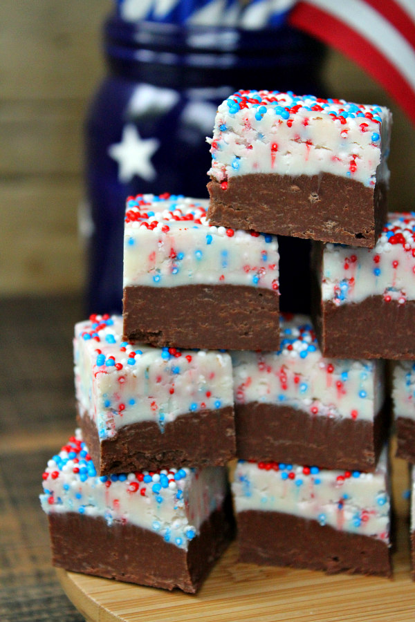 Stack of Patriotic Fudge pieces