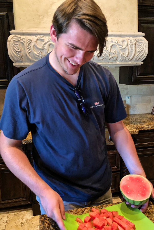 Recipeboy cutting watermelon