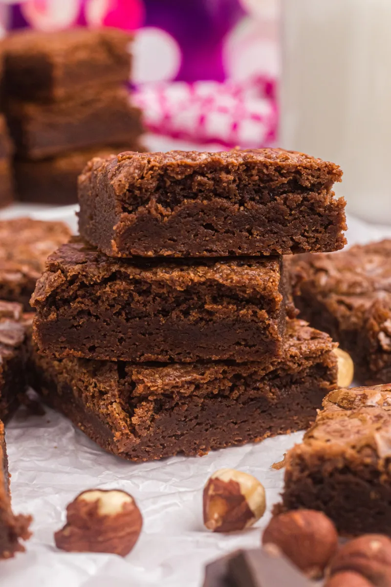 stack of three brownies