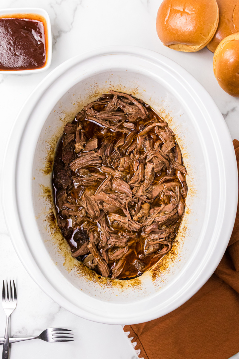 shredded beef in slow cooker insert