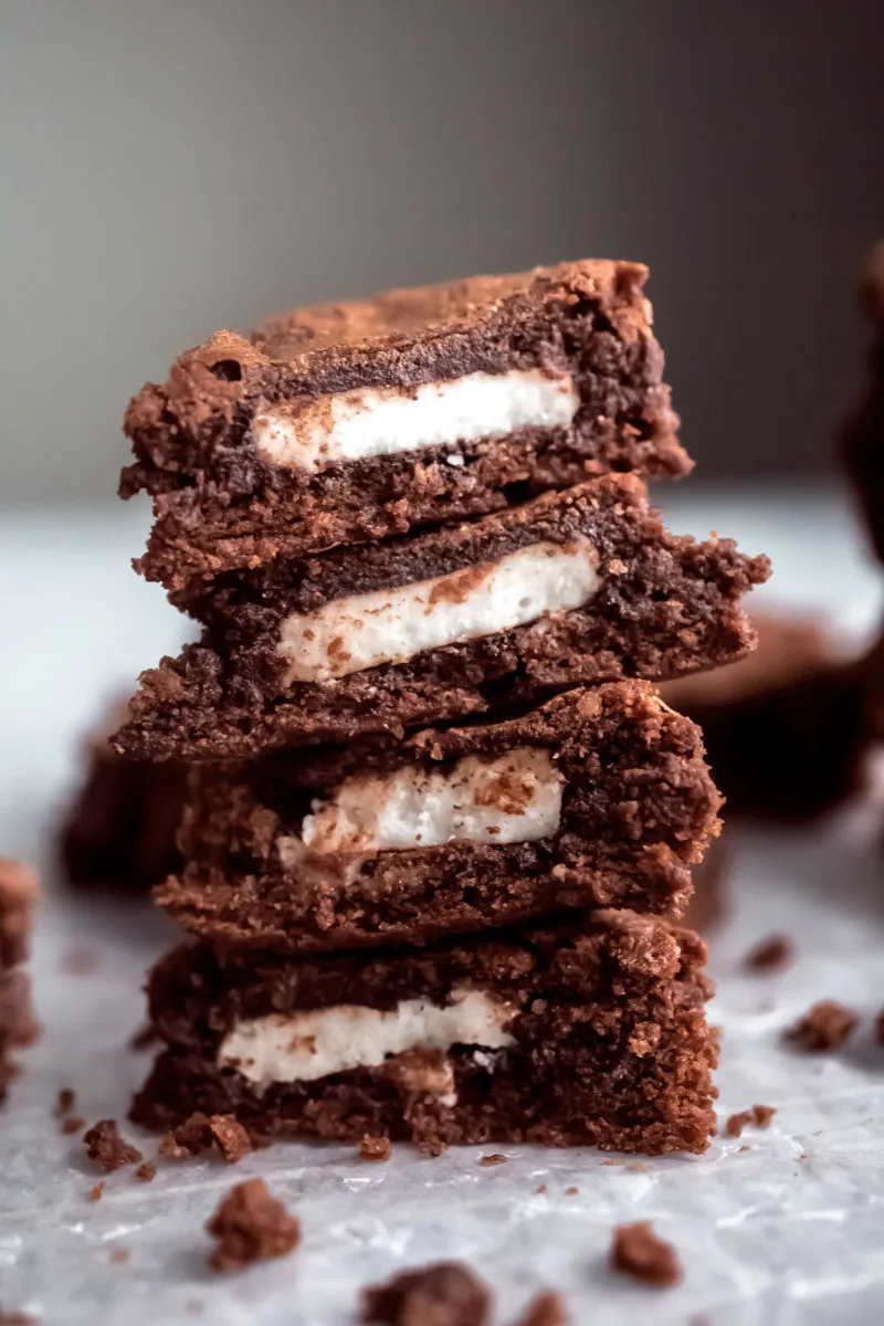 stack of Peppermint Brownies