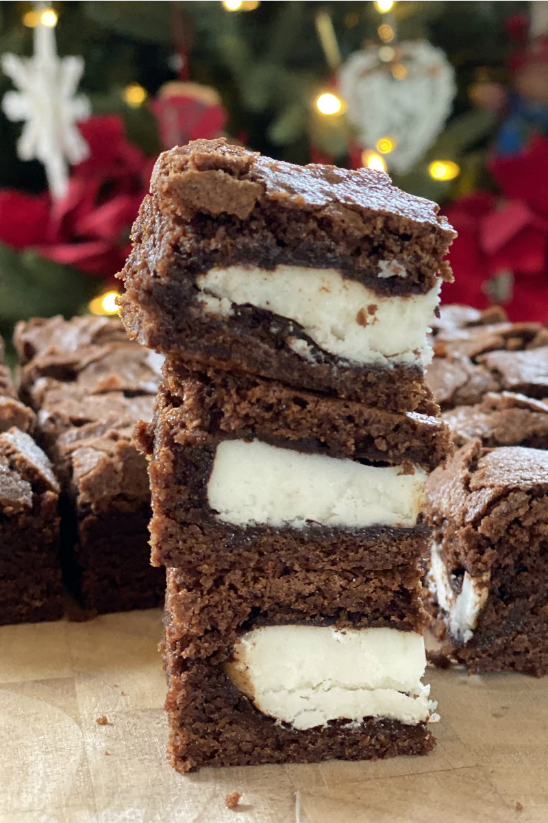 stack of Peppermint Brownies