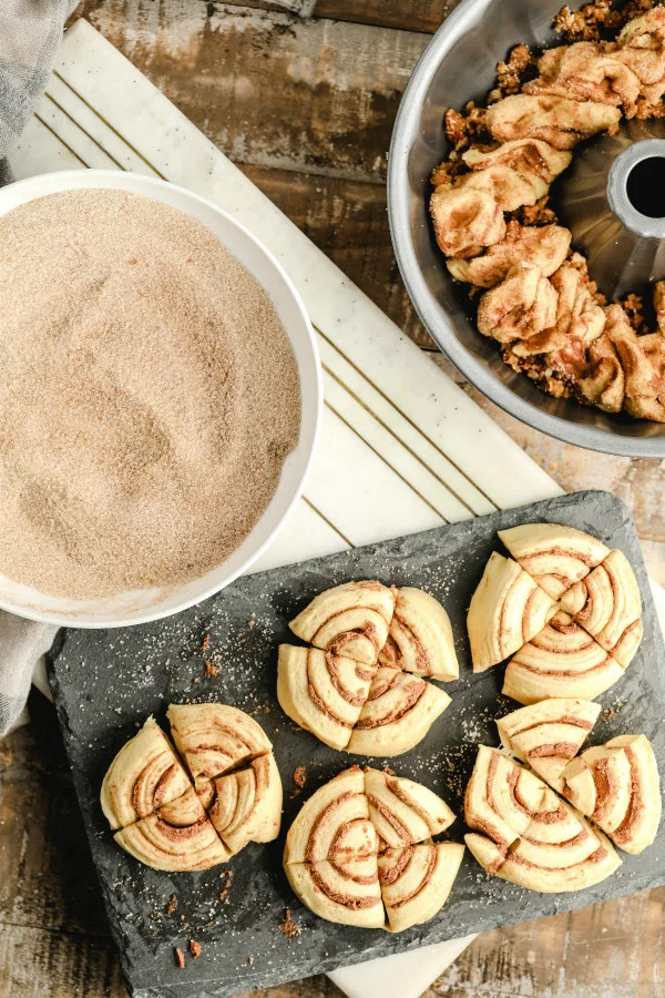 Making Cinnamon Roll Monkey Bread