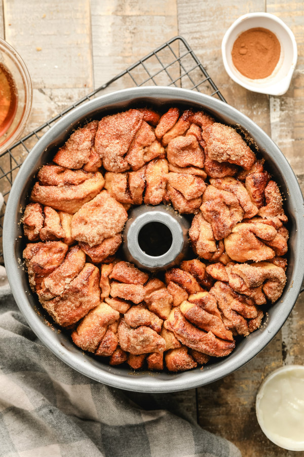 Cinnamon Roll Monkey Bread just out of the oven