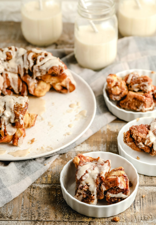 Serving Cinnamon Roll Monkey Bread