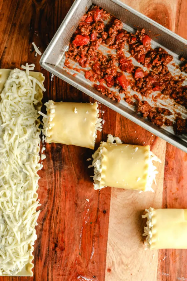 making lasagna roll Ups