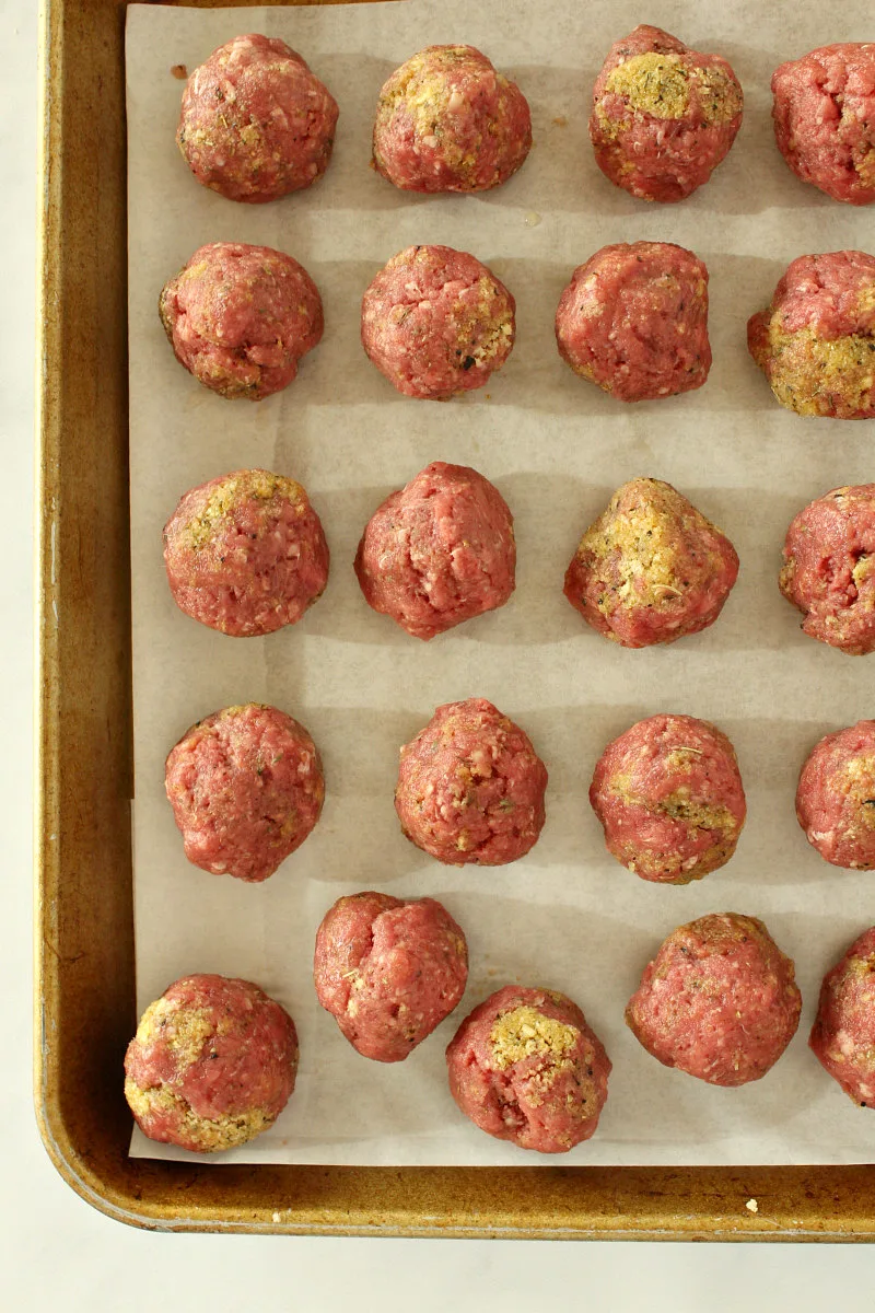 Easy Homemade Meatballs ready for the oven