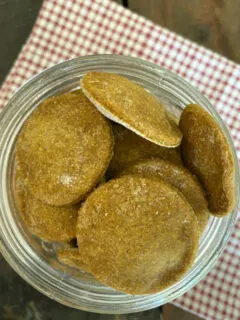 pumpkin peanut butter dog biscuits in a jar