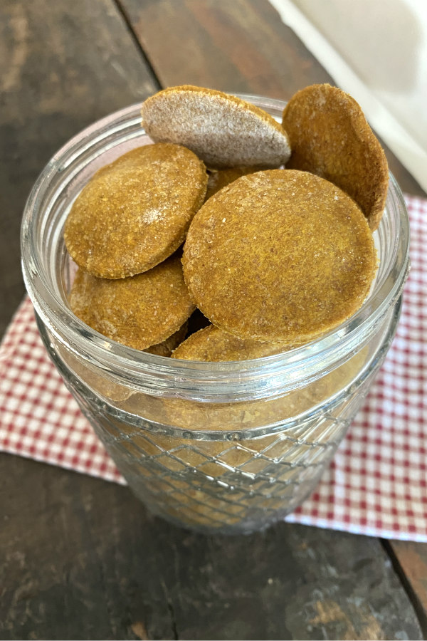 dog biscuits piled in a jar