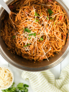 spaghetti in a pot