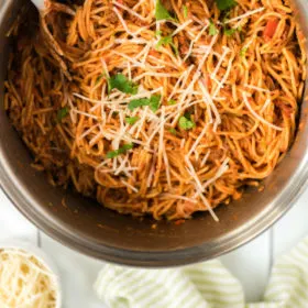 spaghetti in a pot