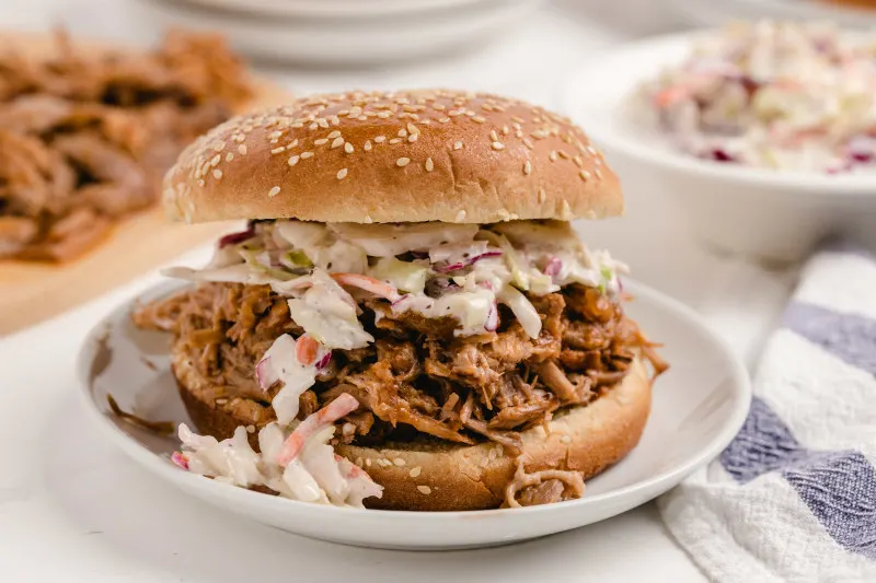 pulled pork sandwich with with cole slaw