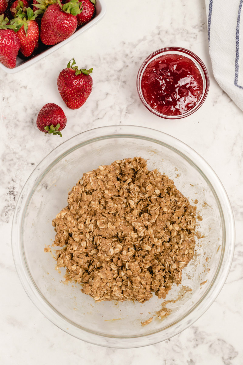 bowl filled with granola bars mixture