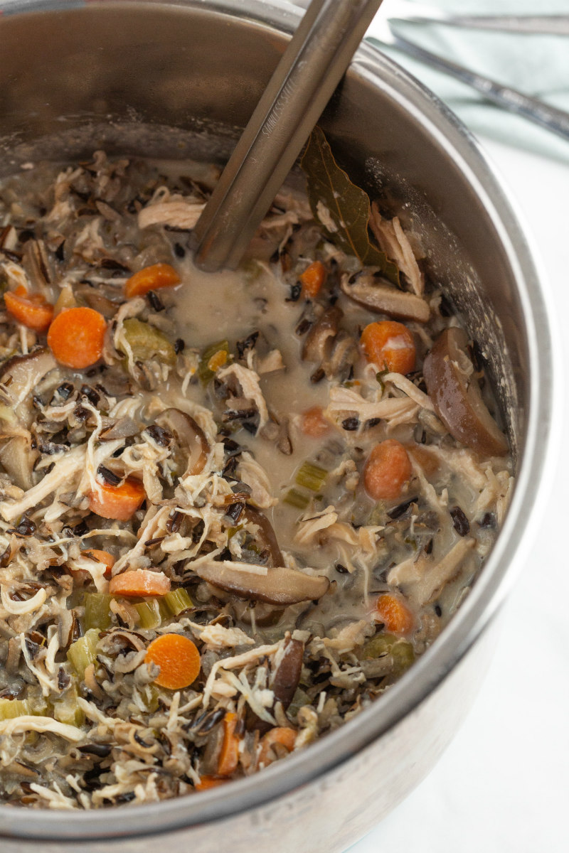 chicken and wild rice soup in the instant pot