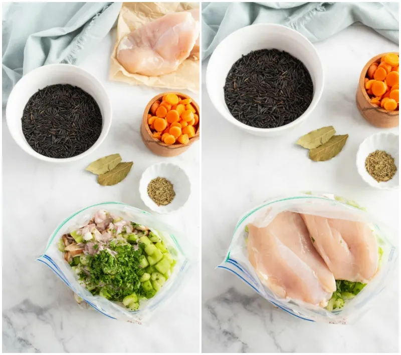 ingredients displayed for chicken and wild rice soup