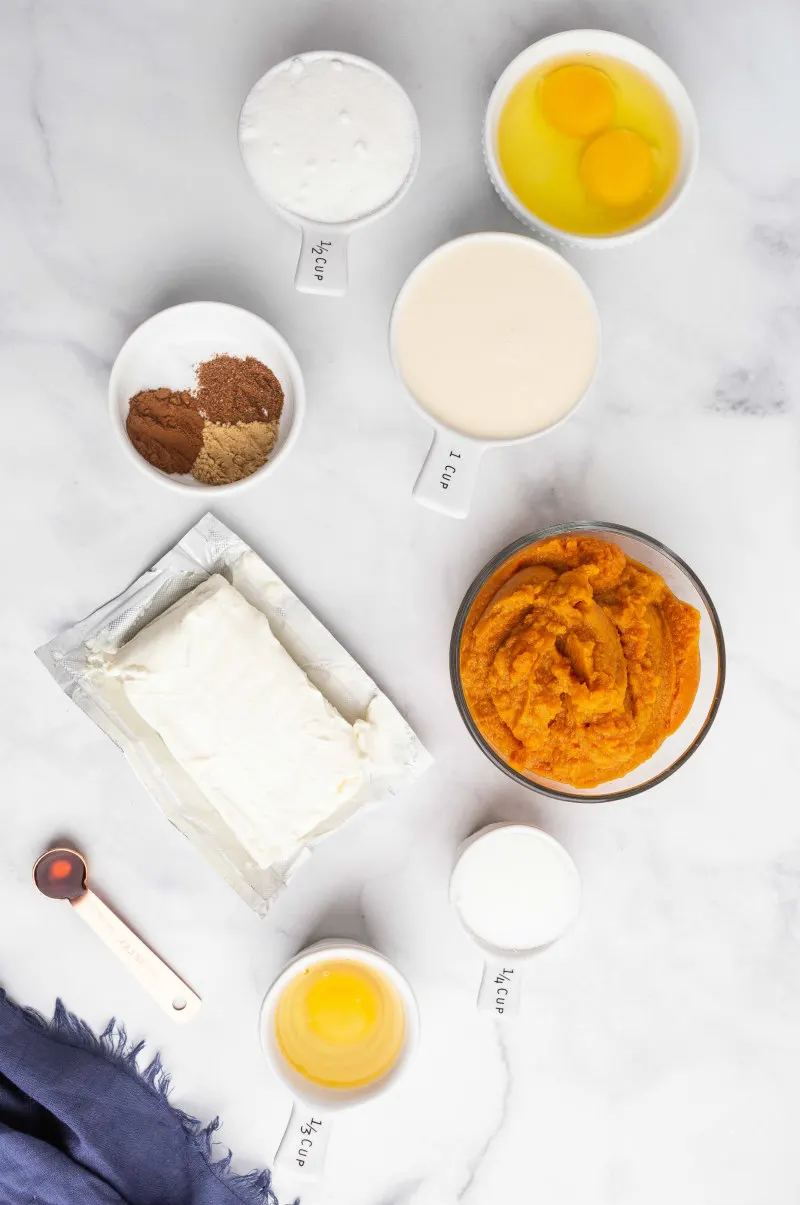 ingredients displayed for pumpkin cream cheese pie