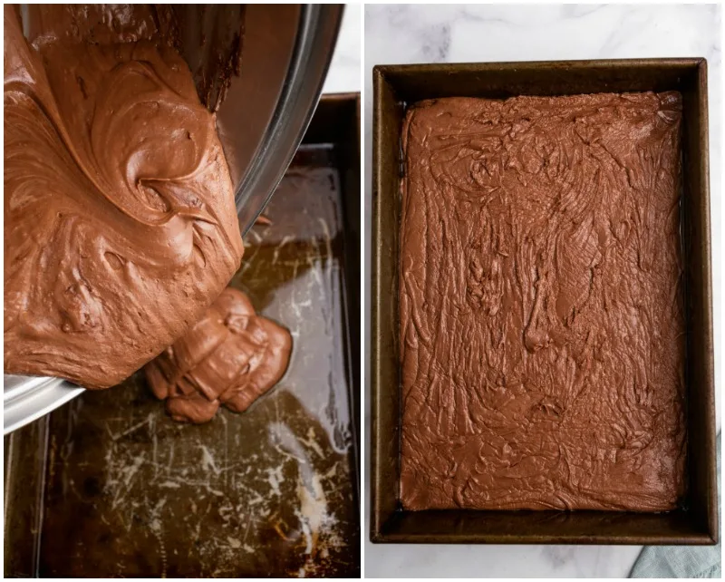 fudge poured into pan