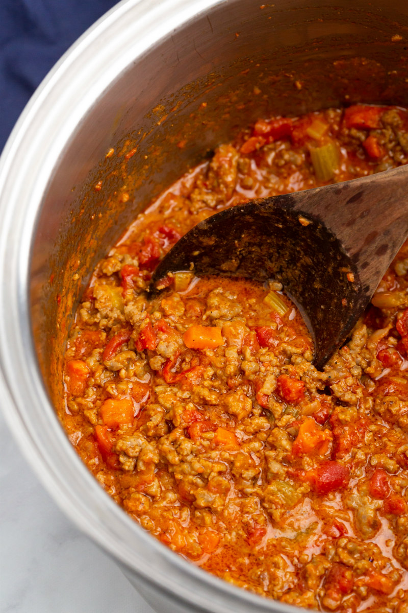 pot of bolognese sauce