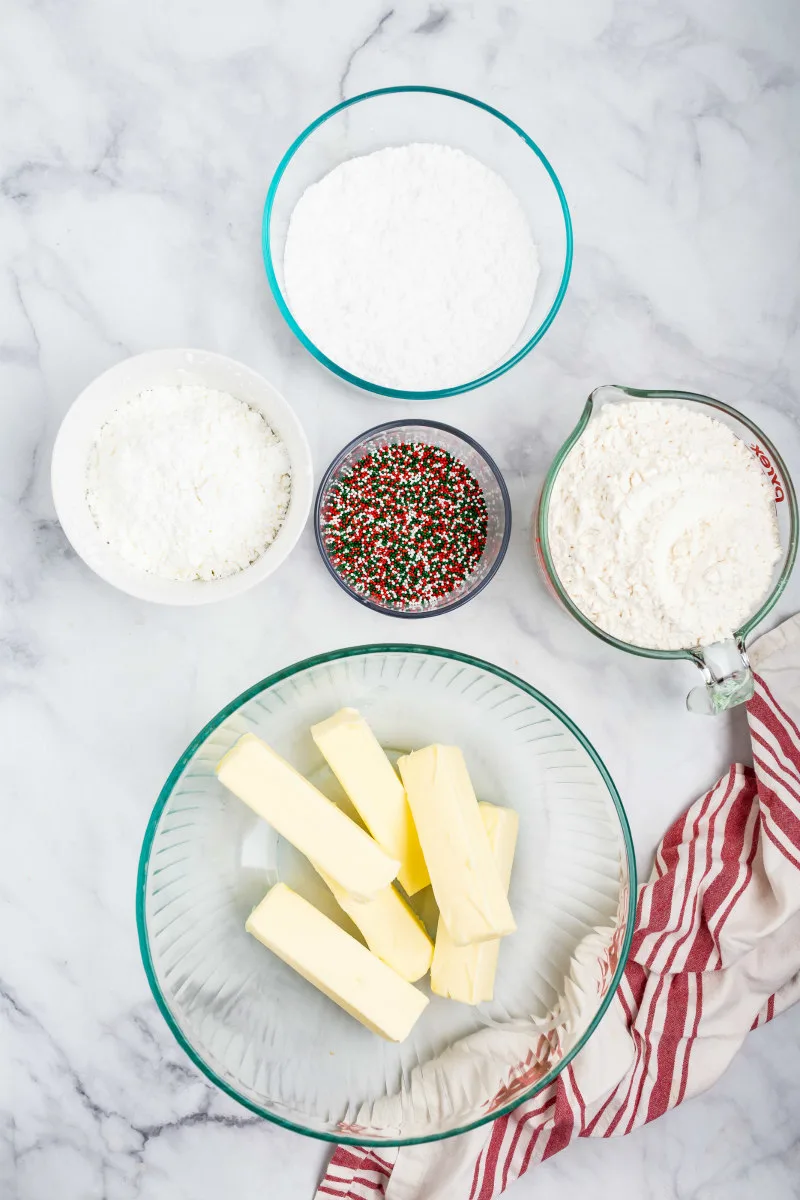 ingredients displayed for shortbread cookies