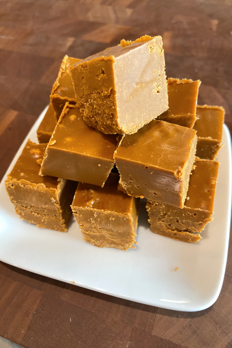 cinnamon frosting fudge stacked