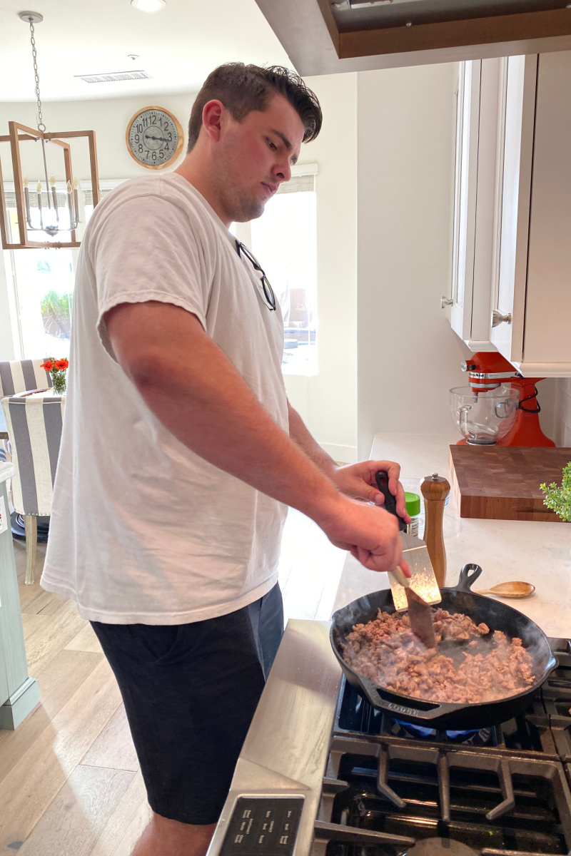 recipeboy cooking chopped steak for sliders