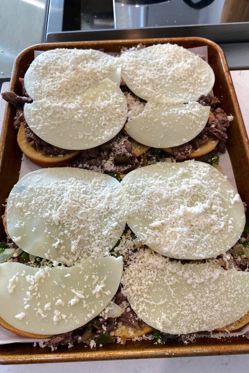 assembling philly cheese steak sliders