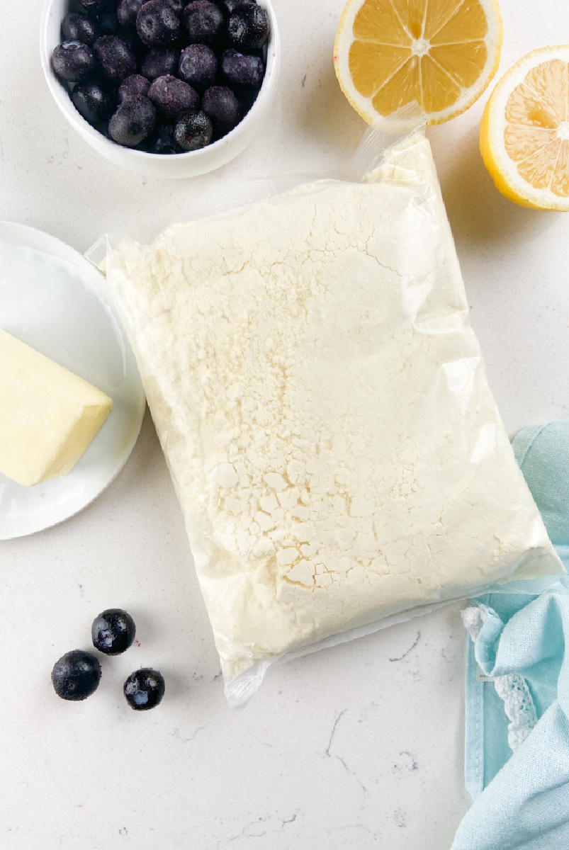 ingredients displayed for blueberry cobbler