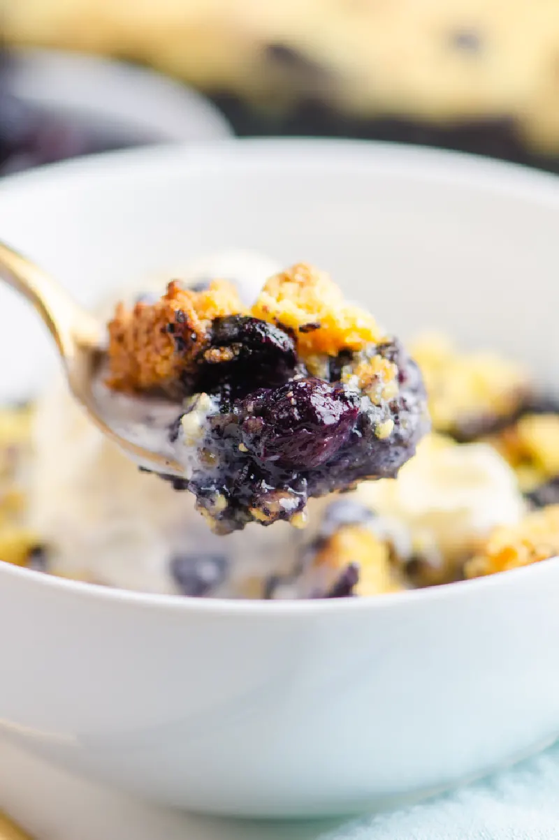 spoonful of blueberry cobbler