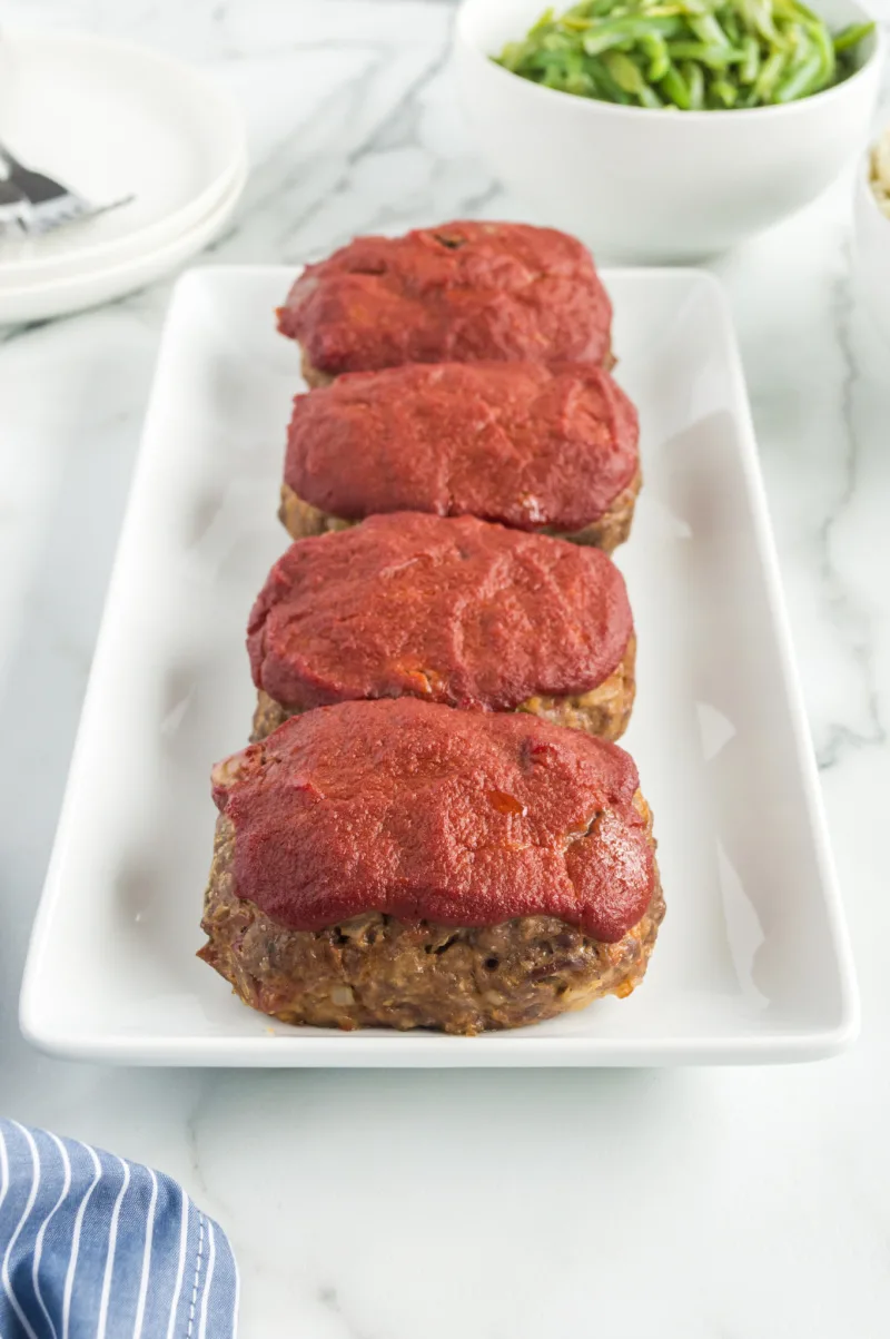 mini meatloaves on a serving platter