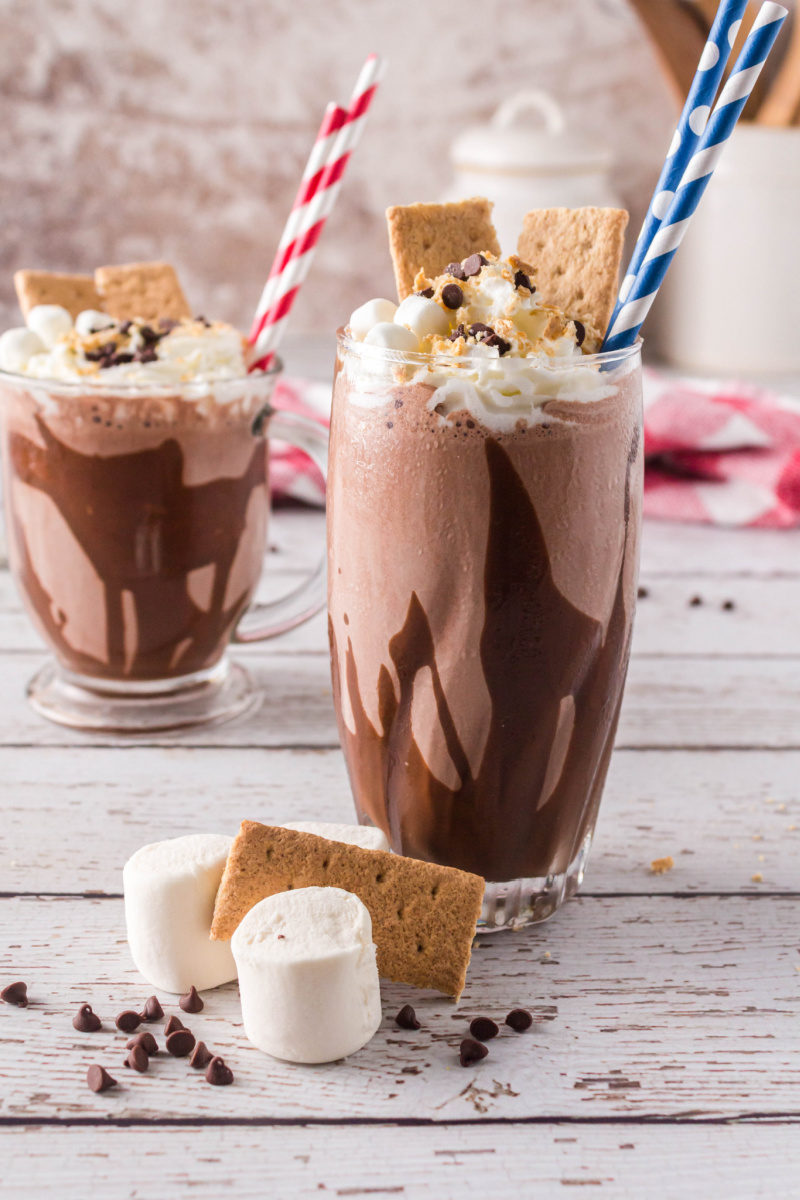 two s'mores milkshakes